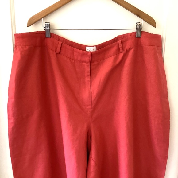 Emma James Linen Blend Capri Pants Women’s Plus 24W Coral Pink Flat Front Summer - Picture 6 of 13